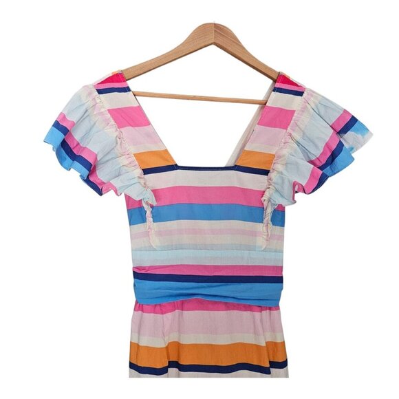 Women's - Anthropologie Plenty By Tracy Reese Rainbow Stripe Maxi Dress, Medium - Picture 3 of 11